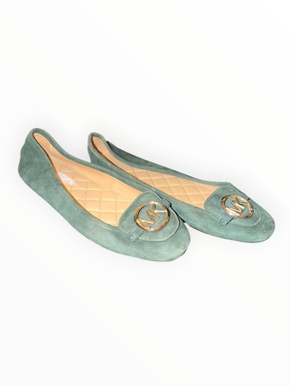 Michael Kors Green Suede MK Emblem Ballet Flats - Picture 2 of 7